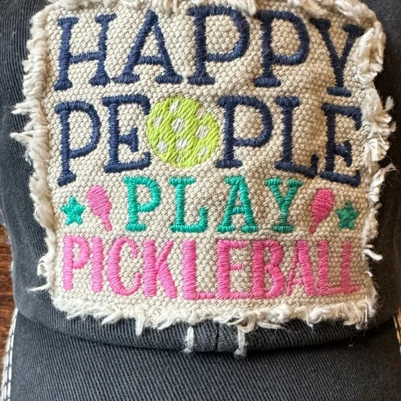Pickleball Cap - “Happy People Play Pickleball” distressed adjustable hat - NWT - Picture 8 of 11